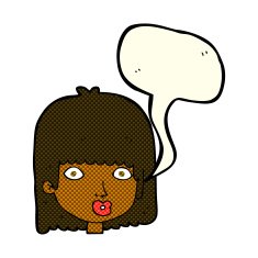 cartoon surprised woman with speech bubble N139