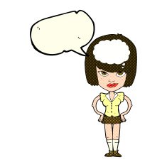 cartoon woman thinking with speech bubble N22