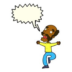 cartoon old man having a fright with speech bubble N6