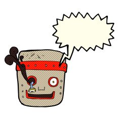 cartoon robot head with speech bubble N35