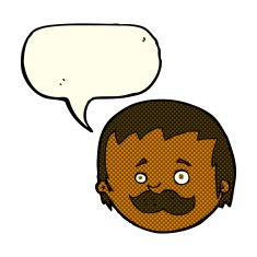 cartoon man with mustache speech bubble N48