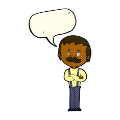 cartoon man with mustache speech bubble N49