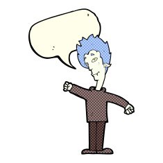 cartoon vampire man with speech bubble N70
