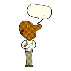 cartoon old man with folded arms speech bubble N6