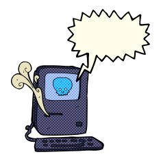 computer virus cartoon with speech bubble N3