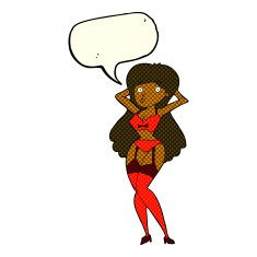 cartoon woman in lingerie with speech bubble N27