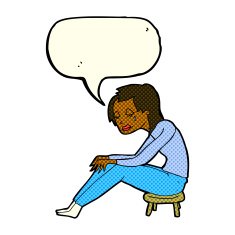 cartoon crying woman with speech bubble N5