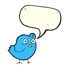 funny cartoon bird with speech bubble N75