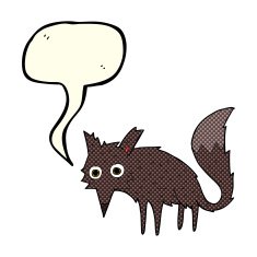 funny cartoon little wolf with speech bubble N3