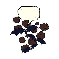 cartoon vampire bats with speech bubble N2