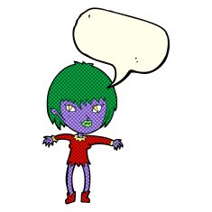 cartoon vampire girl with speech bubble N129