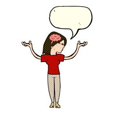 cartoon intelligent woman with speech bubble N12