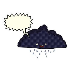 cartoon rain cloud with speech bubble N9