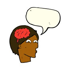 cartoon head with brain symbol speech bubble N22