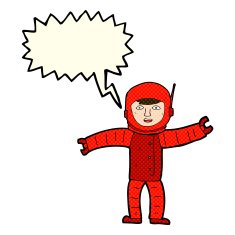 cartoon space man with speech bubble N12
