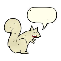 cartoon squirrel with speech bubble N7