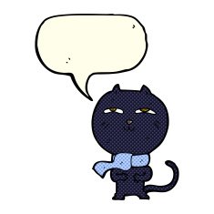 cartoon funny cat wearing scarf with speech bubble N9