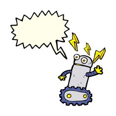 cartoon robot with speech bubble N104