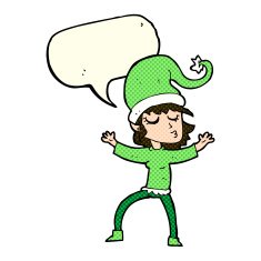 santa's helper cartoon with speech bubble N6