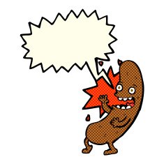 cartoon sausage with speech bubble N9