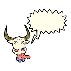 cartoon cow face with speech bubble N6