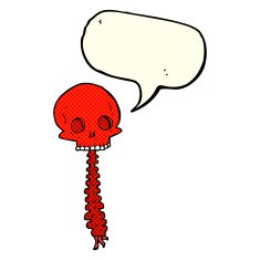 spooky cartoon sull and spine with speech bubble N6