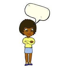 cartoon proud woman with speech bubble N16