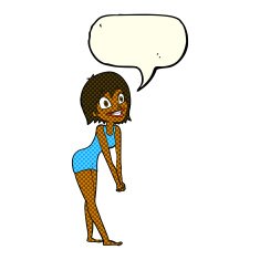 cartoon excited woman with speech bubble N76