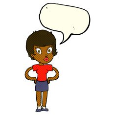 cartoon woman with hands on hips speech bubble N126