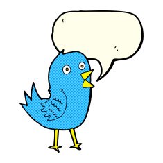 cartoon bluebird with speech bubble N8