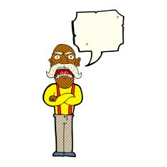 cartoon shocked old man with speech bubble N16