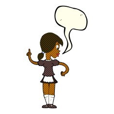 cartoon waitress calling order with speech bubble N6
