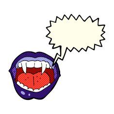 cartoon vampire mouth with speech bubble N15