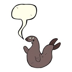 cartoon happy seal with speech bubble N11