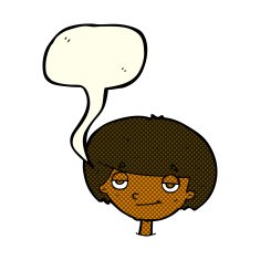 cartoon smug looking boy with speech bubble N6