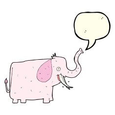 cartoon happy elephant with speech bubble N6