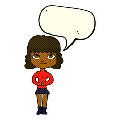 cartoon happy woman with speech bubble N147