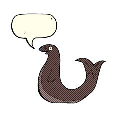 cartoon happy seal with speech bubble N12