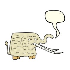 cartoon woolly mammoth with speech bubble N6