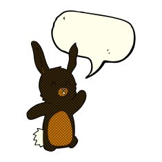 cartoon happy rabbit with speech bubble N6