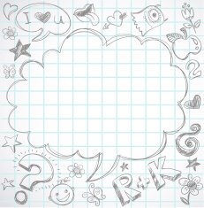 back to school - doodle speech bubble on notebook
