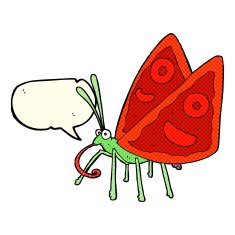 cartoon funny butterfly with speech bubble N6