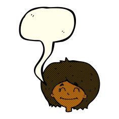 cartoon happy female face with speech bubble N108