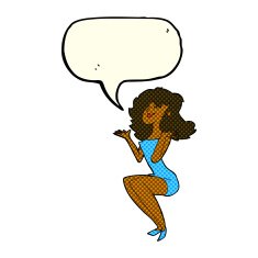 cartoon attractive woman sitting with speech bubble N6