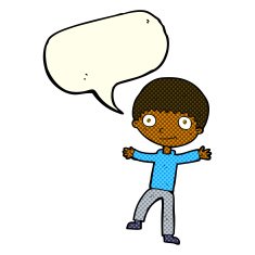Cartoon happy boy with speech bubble N134