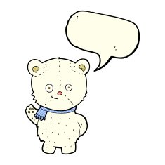 cute cartoon polar bear waving with speech bubble N3