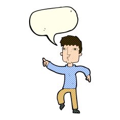 cartoon dancing man with speech bubble N10