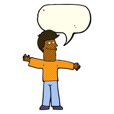 cartoon happy man with speech bubble N264