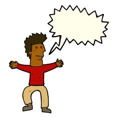cartoon stressed out man with speech bubble N11