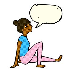 cartoon woman sitting with speech bubble N11